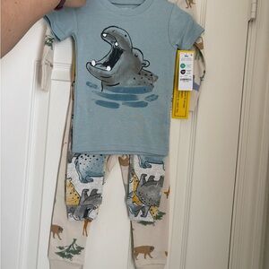 Carter's Blue Hippo Pajama Set